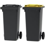 Ese - france lot de 2 conteneurs poubelles  dchets 2 roues - 120l - 100% recycl - gris avec couvercle ...