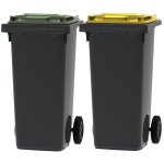 Ese - france lot de 2 conteneurs poubelles  dchets 2 roues - 120l - 100% recycl - gris avec couvercle ...