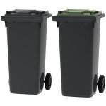 Ese - france lot de 2 conteneurs poubelles � d�chets 2 roues - 120l - 100% recycl� - gris avec couvercle ...