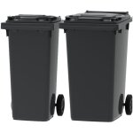 Ese - france lot de 2 conteneurs poubelles � d�chets 2 roues - 120l & 240l - 100% recycl� - gris avec ...