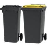 Ese - france lot de 2 conteneurs poubelles  dchets 2 roues - 120l & 240l - 100% recycl - gris avec ...