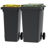 Ese - france lot de 2 conteneurs poubelles � d�chets 2 roues - 120l & 240l - 100% recycl� - gris avec ...