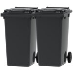 Ese - france lot de 2 conteneurs poubelles  dchets 2 roues - 240l - 100% recycl - gris avec couvercle ...