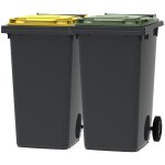 Ese - france lot de 2 conteneurs poubelles � d�chets 2 roues - 240l - 100% recycl� - gris avec couvercle ...