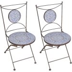 Esschert design - chaise jardin fer forg cramique lot de 2