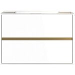 Essebagno meuble simple vasque musea blanc et or bross�