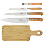 Essentiel - planche � d�couper, 3 couteaux de cuisine et 1 �plucheur