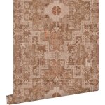 Estahome - papier peint tapis patchwork kilim oriental brun grisé Estahome - papier peint tapis patchwork kilim oriental brun grisé