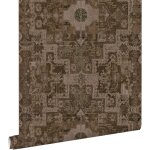 Estahome - papier peint tapis patchwork kilim oriental marron