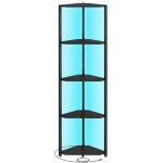 �tag�re d'angle � 5 niveaux, biblioth�que avec �clairage led r�glable, meuble de rangement avec cadre ...