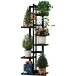 �tag�re d'angle en bambou � 5 niveaux pour plantes - petit support de fleurs � �tages pour fen�tre, jardin, ...