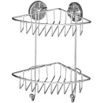 Etagre d'angle de douche murale 2 niveaux bari wenko fixation vaccum - loc sans perage, repositionnable, ...