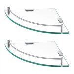 tagre d'angle en verre pour salle de bain, lot de 2, tagre en verre tremp avec rail, acier inoxydable ...