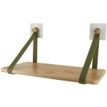 Etagere bambou + lanieres simili cuir sur sticker ou a fixer - kaki bambou tendance