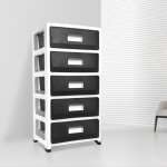 Etag�re de bureau design - wevalley - tour de rangement plastique - 5 tiroirs - noir - polypropyl�ne
