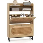 �tag�re � chaussures avec 2 tiroirs rabattables, 80 x 24 x 115 cm, ind�pendant avec portes en rotin et ...