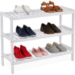 �tag�re � chaussures relaxdays, h x l x p : 55 x 70 x 26 cm, bambou, 3 niveaux, pour 9 paires, avec clayettes, ...