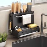 �tag�re de cuisine pour couteaux, support de rangement pour couteaux et baguettes, sans per�age, mural, ...