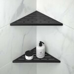 Etagre de douche d'angle, lot de 2 tagres de douche d'angle 200 mm noir mat en acier inoxydable 304, ...