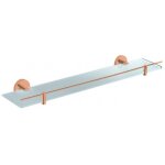 Etag�re de douche murale colorado avec rail en laiton rose gold bross� 60 cm