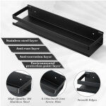 Etagere de douche noir inox avec 4 crochets 2 pi�ces etagere salle de bain sans percage 30cm rangement ...