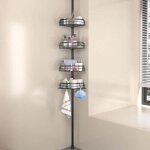 �tag�re de douche r�glable en hauteur, 4 niveaux, �tag�re d'angle t�lescopique, hauteur 80 � 383 cm, ...