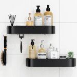 Etagere douche sans percage, 2 pi�ces etagere salle de bain antirouille avec 4 crochets, 38, 5 - 40 cm ...
