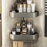 Etagere douche sans percage, etag�re salle de bain 2 pi�ces, etag�re de douche en aluminium antirouille ...