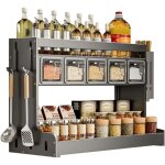 �tag�re � �pices murale 3 niveaux en aluminium et acier inoxydable ? organiseur pour pots d'assaisonnement ...