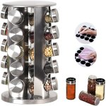 Étagère à épices rotative en acier inoxydable pour 20 pots avec base antidérapante ? organiseur de comptoir ... Étagère à épices rotative en acier inoxydable pour 20 pots avec base antidérapante ? organiseur de comptoir ...