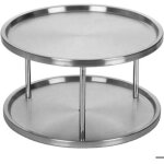 �tag�re � �pices rotative inox, support condiments gris 2 niveaux, rangement cuisine pratique