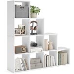 �tag�re escalier meuble de rangement 6 compartiments pour biblioth�que 129, 5 x 29 x 129, 5 cm salon ...