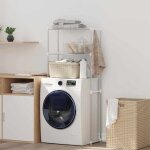 Étagère pour machine à laver blanc 63 x 27 x 136 cm aluminium Étagère pour machine à laver blanc 63 x 27 x 136 cm aluminium