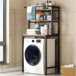 �tag�re pour machine � laver, wc � 3 niveaux, en m�tal, en bois, gain de place, couleur: noir