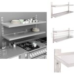Étagère murale à 2 niveaux acier inoxydable 150x30 cm - Étagère murale - Étagère cuisine - rangement ... Étagère murale à 2 niveaux acier inoxydable 150x30 cm - Étagère murale - Étagère cuisine - rangement ...