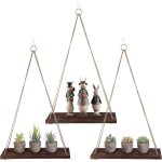 Csparkv - etagères murales, lot de 3 Étagère murale bois avec corde macramé boheme deco, Étagère decoration ... Csparkv - etagères murales, lot de 3 Étagère murale bois avec corde macramé boheme deco, Étagère decoration ...