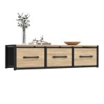 Idmarket ? �tag�re console murale utah 80x25x20 cm ? 3 tiroirs en fibres synth�tiques ? design industriel ...