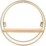 �tag�res murales flottantes rondes en m�tal � d�cor botanique (dor�es)