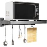 tagre murale pour four  micro - ondes , support  casseroles en acier inoxydable avec crochets coulissants ...