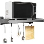 �tag�re murale pour four � micro - ondes , support � casseroles en acier inoxydable avec crochets coulissants ...
