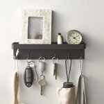 �tag�re murale, home smart porte - cl�s magn�tique avec plateau noir �tag�re murale