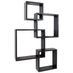 �tag�re murale moderne en forme de cubes design contemporain 91 x 59 x 10 cm en bois noir 040009075