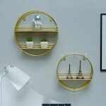 �tag�re murale ronde multifonctionnelle en fer forg� - un seul niveau dor�