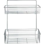 Etag�re murale salle de bain avesta, 2 paniers de douche fixation murale, acier, 32x38x12 cm, brillant ...