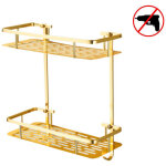 �tag�re de panier de panier de douche � deux �tages avec crochets pour �ponge et rasoir suspendus, organisateu ...