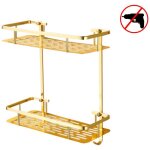 �tag�re de panier de panier de douche � deux �tages avec crochets pour �ponge et rasoir suspendus, organisateu ...