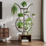 �tag�re plante avec lampe de croissance et suspension, design courb� 6 niveaux + placard de rangement, ...