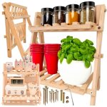 tagre pliable  deux niveaux en bois pour cuisine, garage