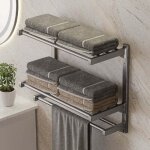 Étagère porte serviette mural à 3 niveaux?50cm Étagère porte serviette mural à 3 niveaux?50cm