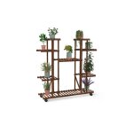 Idmarket - etagère à pots de fleurs porte plante en bois 8 niveaux à roulettes Idmarket - etagère à pots de fleurs porte plante en bois 8 niveaux à roulettes